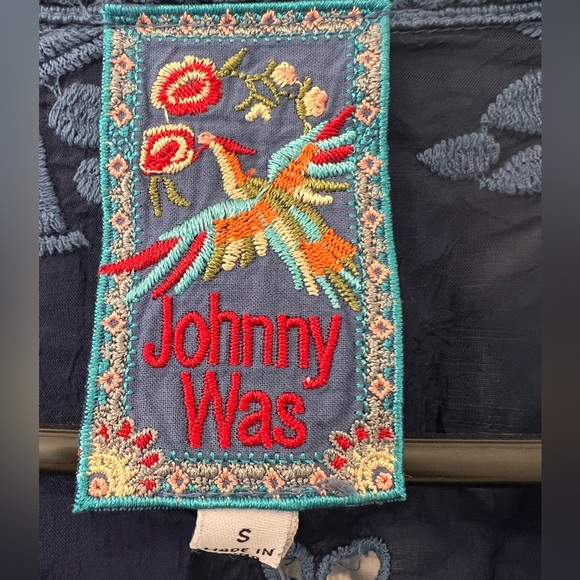 NWT Johnny Was Manila Eyelet Kimono Signature Floral Embroidery Blue Night Small - Picture 5 of 7